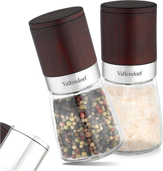 Vallendorf Gewürzmühlen-Set, Pfeffermühle & Salzmühle, 2-teilig, Edelstahl Holzoptik (ohne Inhalt)