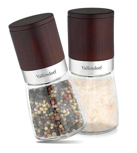 Vallendorf Gewürzmühlen-Set, Pfeffermühle & Salzmühle, 2-teilig, Edelstahl Holzoptik (ohne Inhalt)