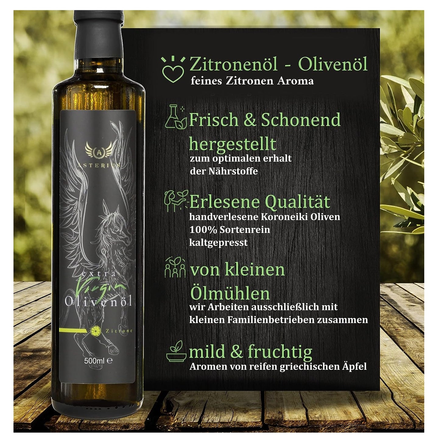 Asterius Griechisches Olivenöl extra nativ Zitrone 500ml