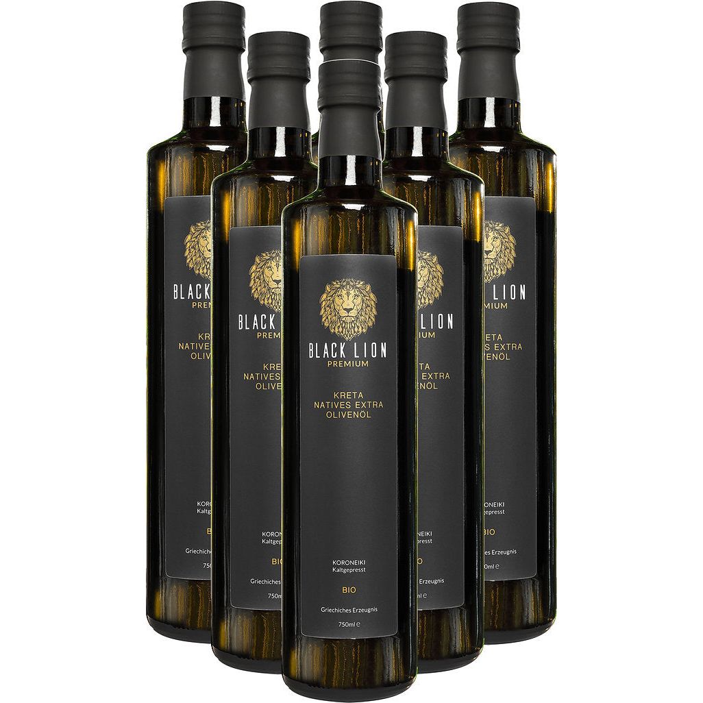 Black Lion BIO Olivenöl aus Kreta – 6x 750ml – extra nativ, kaltgepresst & fruchtig-mild – Premium Olivenöl direkt vom Erzeuger