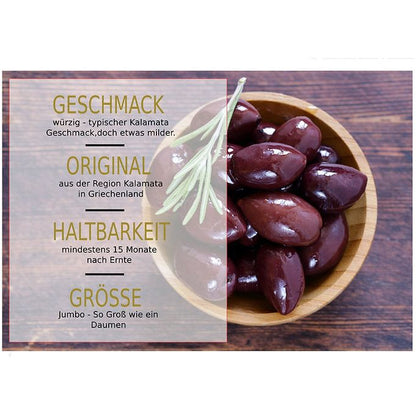 Lamda Estate - Kalamata Oliven schwarz (Jumbo) 1Kg
