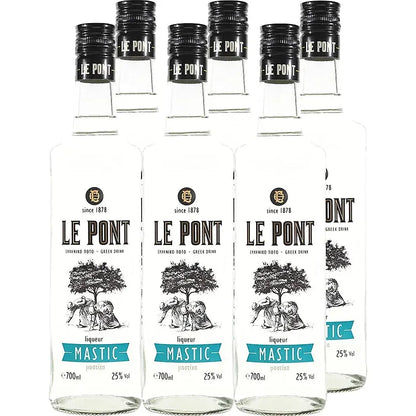 Le Pont Griechischer Mastiha Likör – Original Chios Spirituose (6x 700ml) für Cocktails & Aperitifs