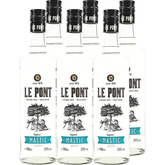 Le Pont Griechischer Mastiha Likör – Original Chios Spirituose (6x 700ml) für Cocktails & Aperitifs