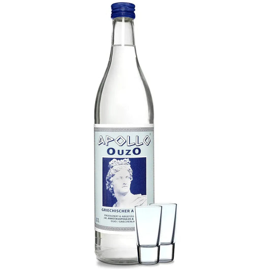 Apollo griechischer Ouzo mit Gläser 700ml