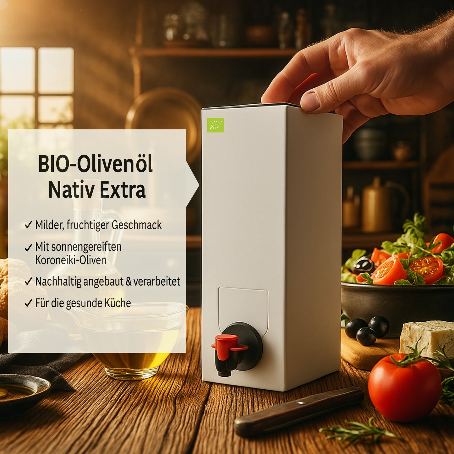 Asterius griechisches Bio Olivenöl extra nativ - Nachhaltige Bag in Box (3 Liter)