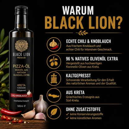 Black Lion Premium Pizzaöl Chili-Knoblauch – Natives Olivenöl Extra – 500 ml