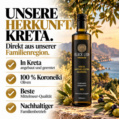 Kreta Black Lion Bio Griechisches Olivenöl extra nativ 500ml