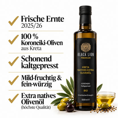 Kreta Black Lion Bio Griechisches Olivenöl extra nativ 500ml