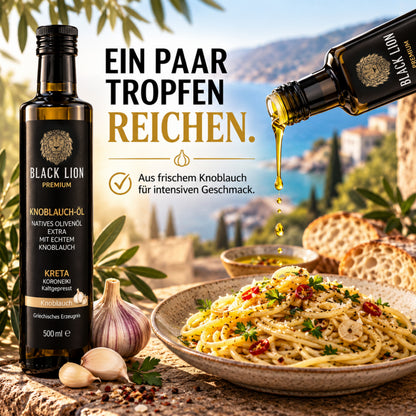 Black Lion Premium Knoblauch-Olivenöl – Natives Olivenöl Extra aus Kreta 500ml