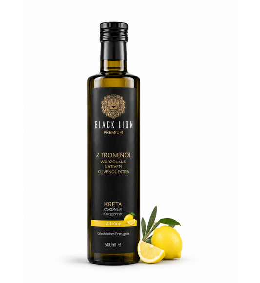 Black Lion Premium Zitrone-Olivenöl – Zitronenöl Natives Olivenöl Extra aus Kreta 500ml