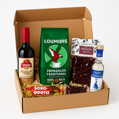 Ouzo + griechischer Wein Greece Box OREA-Feinkost.de - Geschenk Box, Präsentkorb