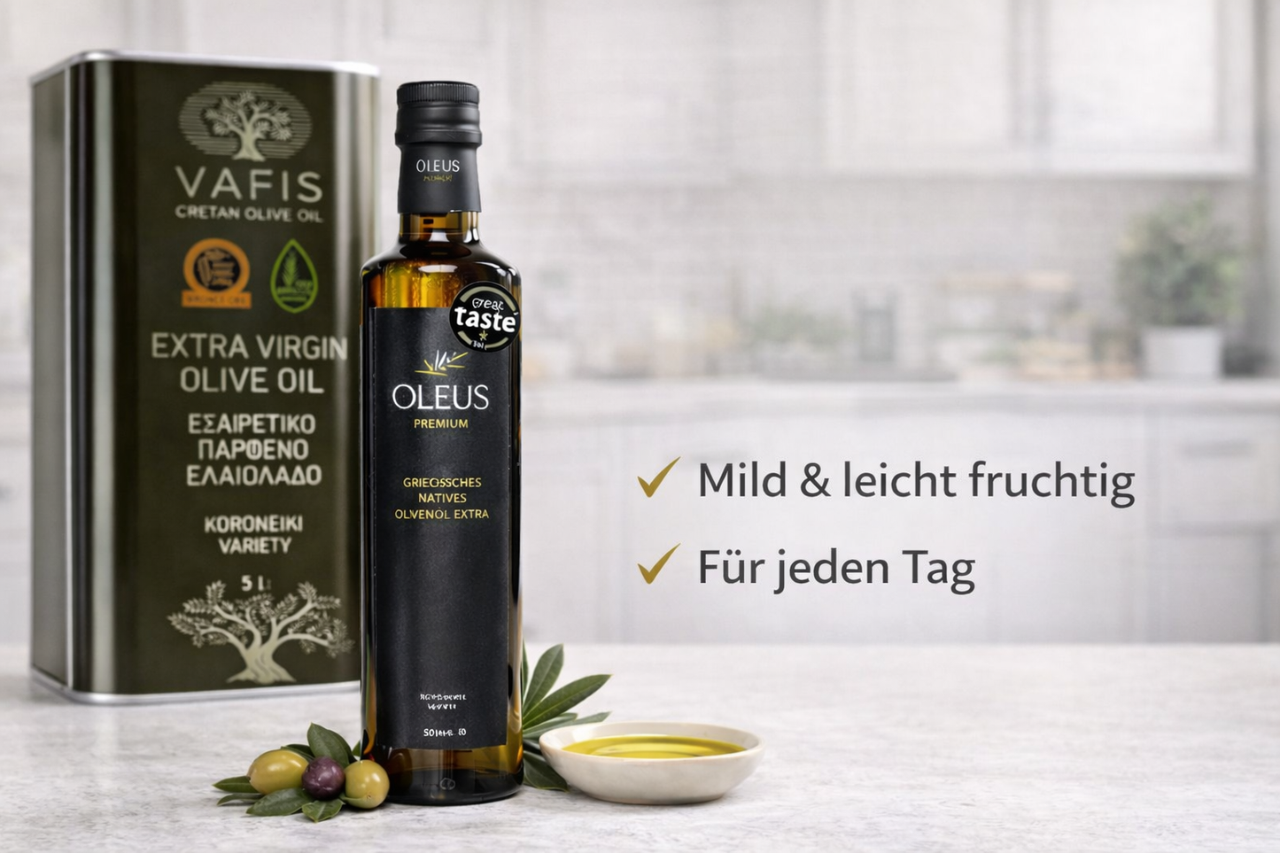 Olivenöl Extra Nativ Premium – Koroneiki Oliven aus Griechenland – 5L Kanister Kreta + 500ml Bundle