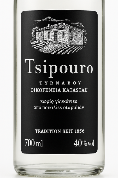 Katsaros Tsipouro 700ml – Griechischer Tresterbrand ohne Anis | 40% vol | Original aus Griechenland
