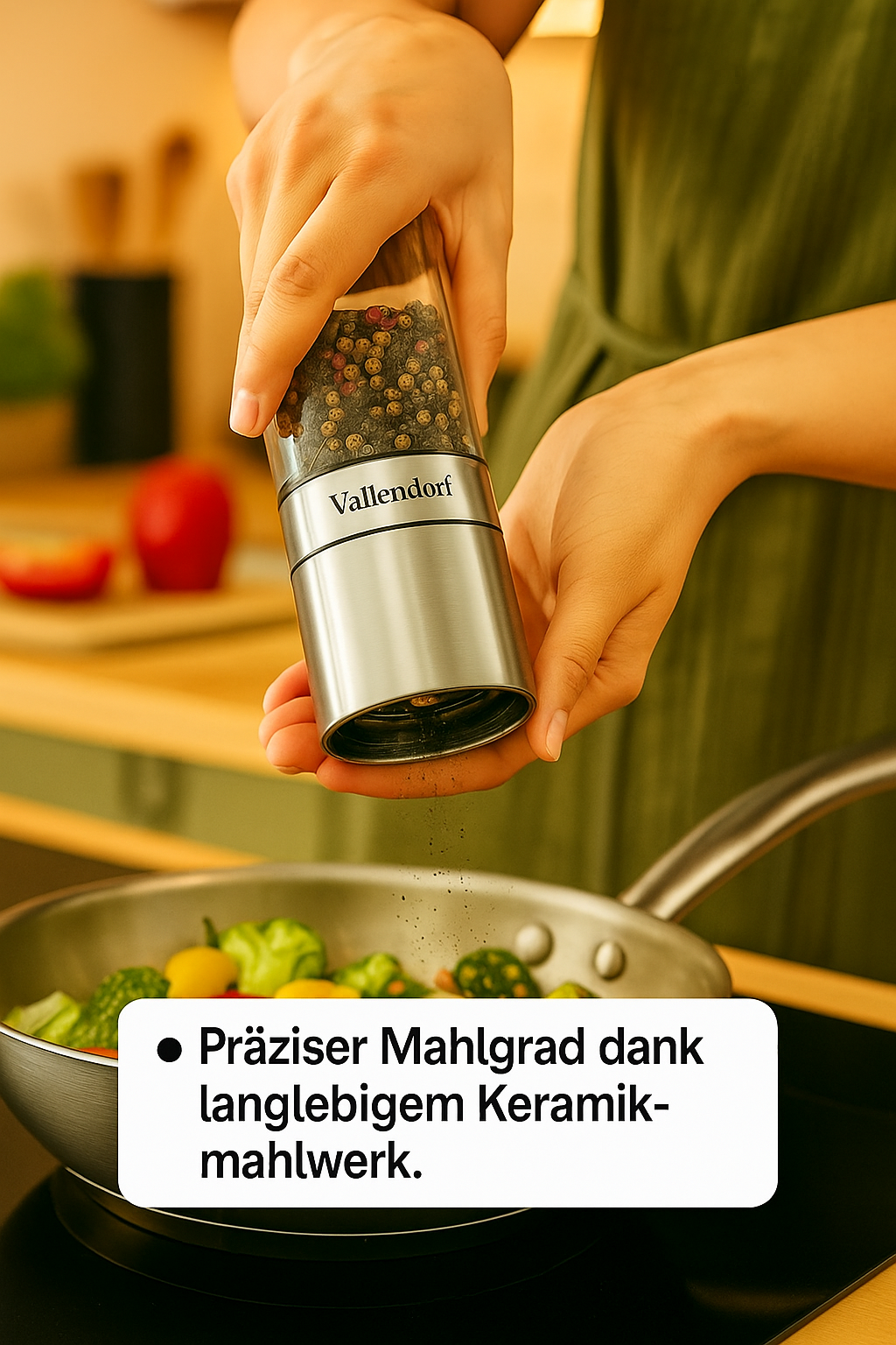 Vallendorf Gewürzmühlen-Set, Pfeffermühle & Salzmühle, 2-teilig, Edelstahl, Glasoptik (ohne Inhalt)