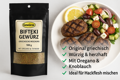 Griechische Bifteki Gewürzmischung 100 g – Ideal für Hackfleisch, Lamm & Grillgerichte