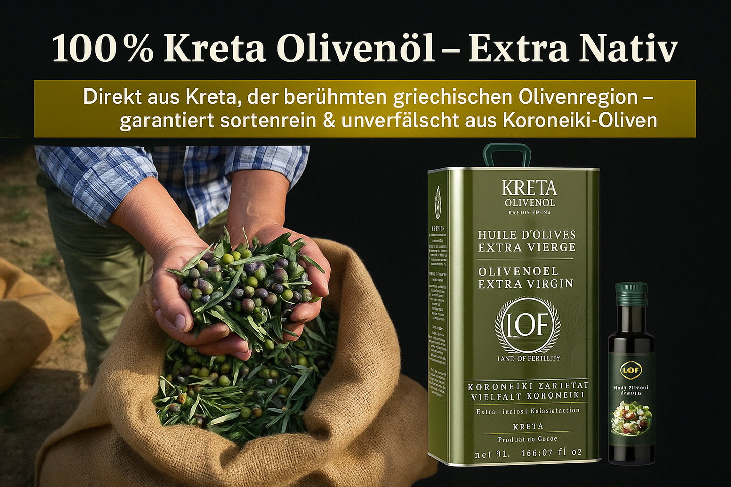 Kreta LOF griechisches Olivenöl 5 Liter extra nativ Kanister + Balsamico Essig