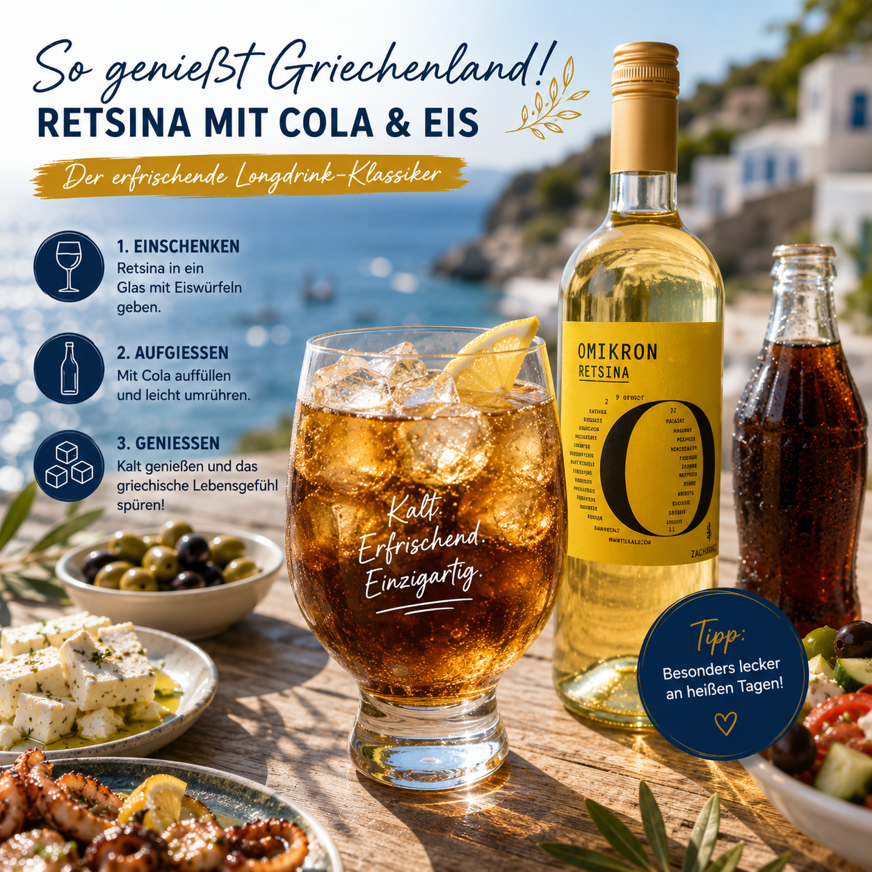 Griechisches Retsina Probier-Set – Malamatina, Kechribari & Omikron | 3 traditionelle Weißweine aus Griechenland | Harziger Kultwein mit mediterranem Aroma