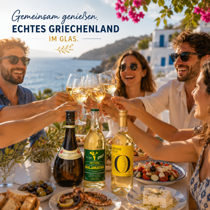 Griechisches Retsina Probier-Set – Malamatina, Kechribari & Omikron | 3 traditionelle Weißweine aus Griechenland | Harziger Kultwein mit mediterranem Aroma