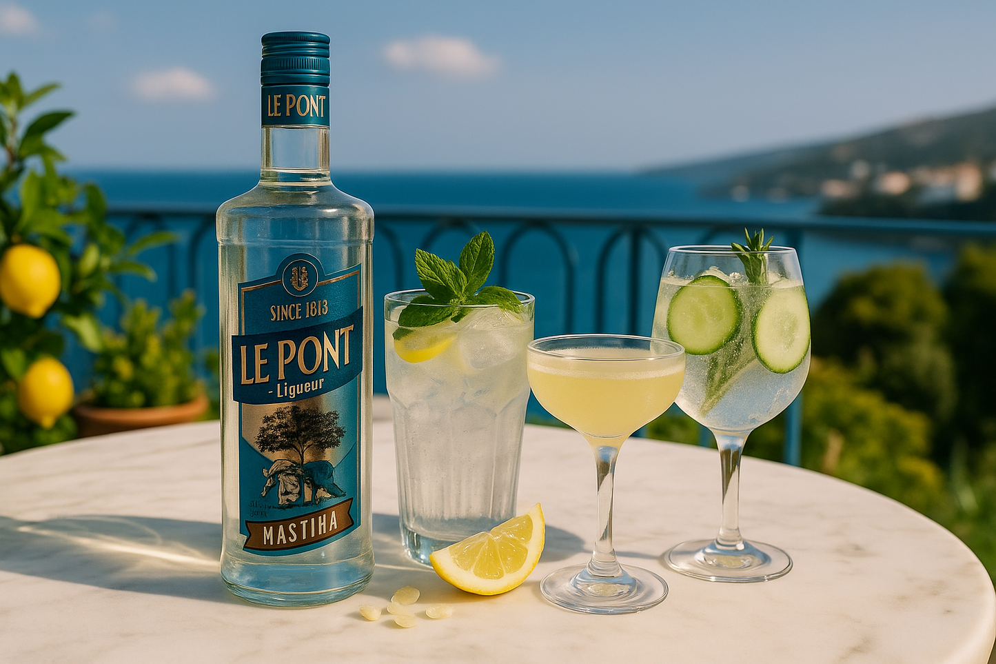 Le Pont Griechischer Mastiha Likör – Original Chios Spirituose (2x 700ml) für Cocktails & Aperitifs