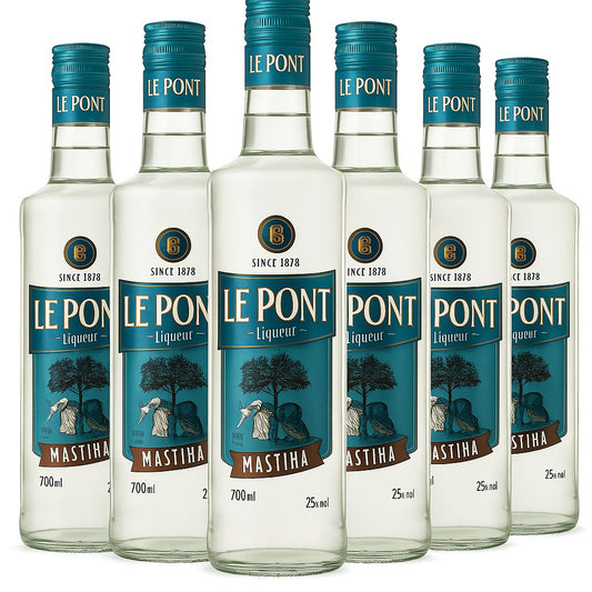 Le Pont Griechischer Mastiha Likör – Original Chios Spirituose (6x 700ml) für Cocktails & Aperitifs