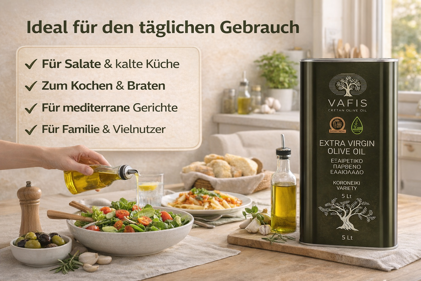 VAFIS Olivenöl 5L – 100 % Koroneiki aus Kreta – Frische Ernte - extra nativ griechisches Olivenöl