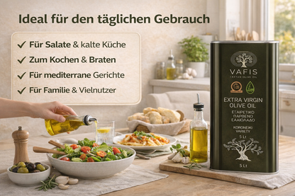 VAFIS Olivenöl 5L – 100 % Koroneiki aus Kreta – Frische Ernte - extra nativ griechisches Olivenöl