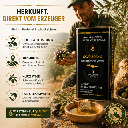 Golden Creta, natives Olivenöl extra aus Kreta 1 Liter Kanister, frische Ernte