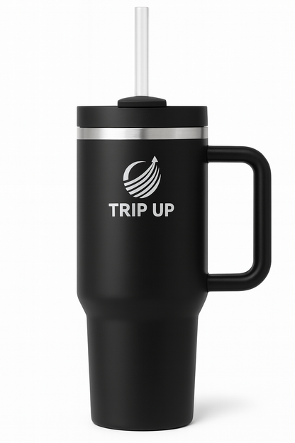 Trip Up Thermobecher Edelstahl, BPA-frei, Spülmaschinenfest, Auslaufsicher 40oz (Jet Black)