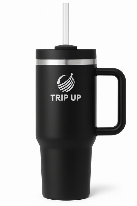 Trip Up Thermobecher Edelstahl, BPA-frei, Spülmaschinenfest, Auslaufsicher 40oz (Jet Black)
