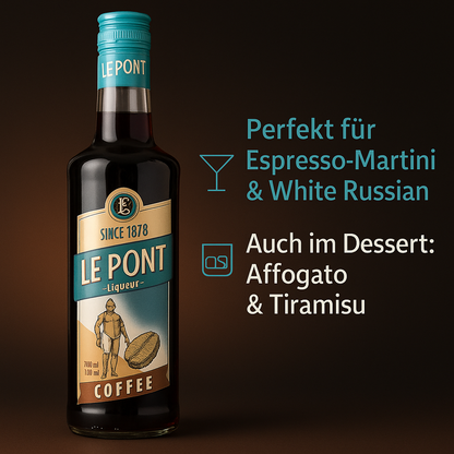 Le Pont Kaffelikör 700ml – Hochwertiger Kaffeelikör für Espresso Martini & edle Cocktails | Vollmundig & aromatisch