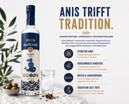 Ouzo Meltemi – Premium Ouzo aus Griechenland mit Anisgeschmack, 700 ml, 40 % vol. ⭐Kunden Favorit