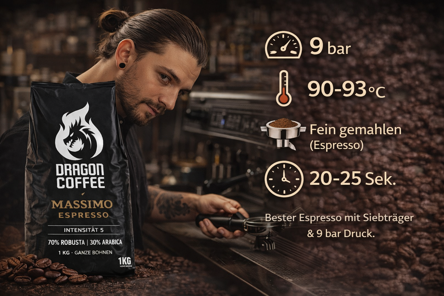 VAFIS Olivenöl 5L + Dragon Kaffeebohnen Barista 1kg im Set– Premium-Qualität aus Kreta & Italien