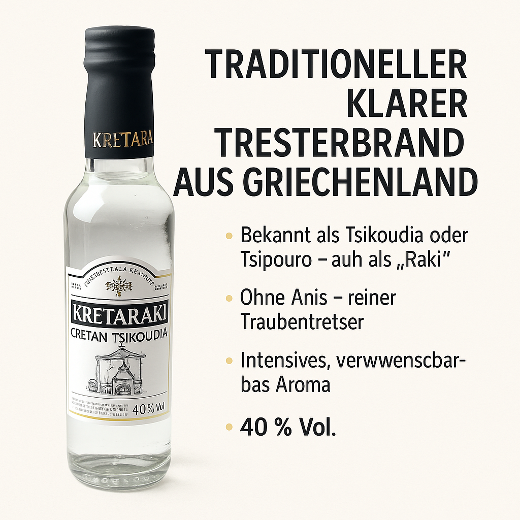 Tsikoudia Kreta Raki (Tsipouro) - Kretaraki ohne Anis 200ml