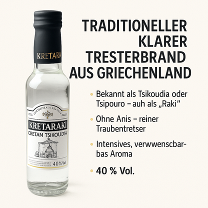 Tsikoudia Kreta Raki (Tsipouro) - Kretaraki ohne Anis 200ml