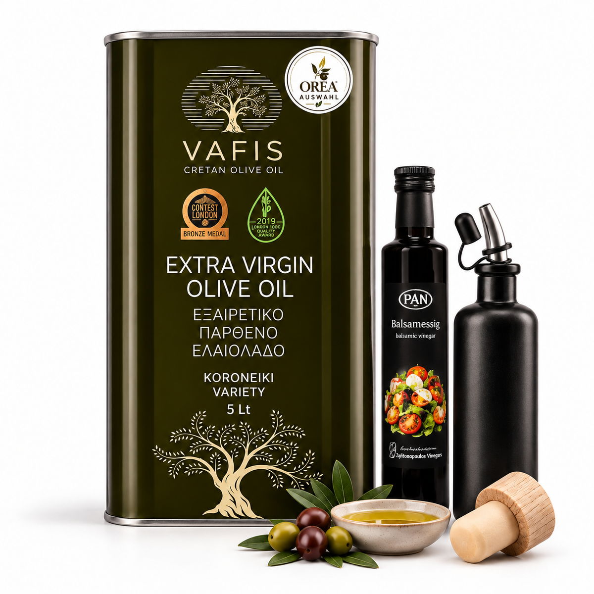OREA Auswahl – 5L Extra Natives Olivenöl aus Kreta + Premium-Dosierflasche & Balsamico | Ernte 2025/26