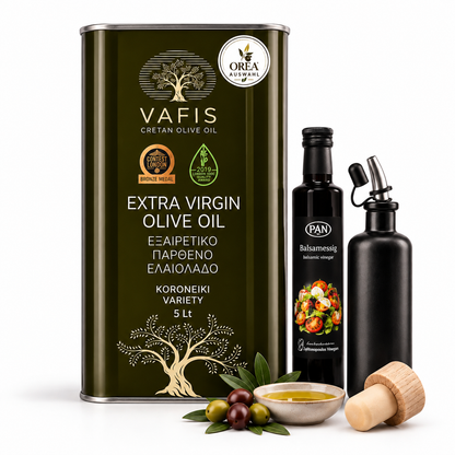 OREA Auswahl – 5L Extra Natives Olivenöl aus Kreta + Premium-Dosierflasche & Balsamico | Ernte 2025/26