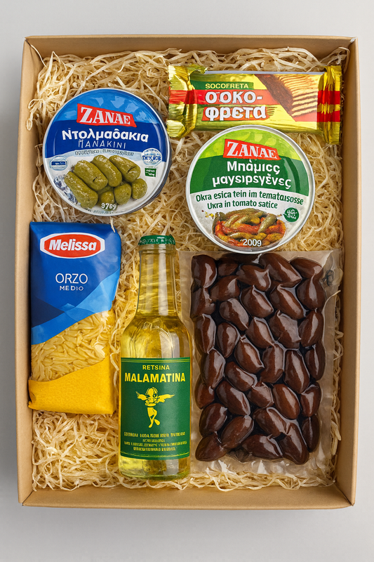 Retsina & More Box, Weichnachten - Geschenk Box, Weingeschenk Präsentkorb