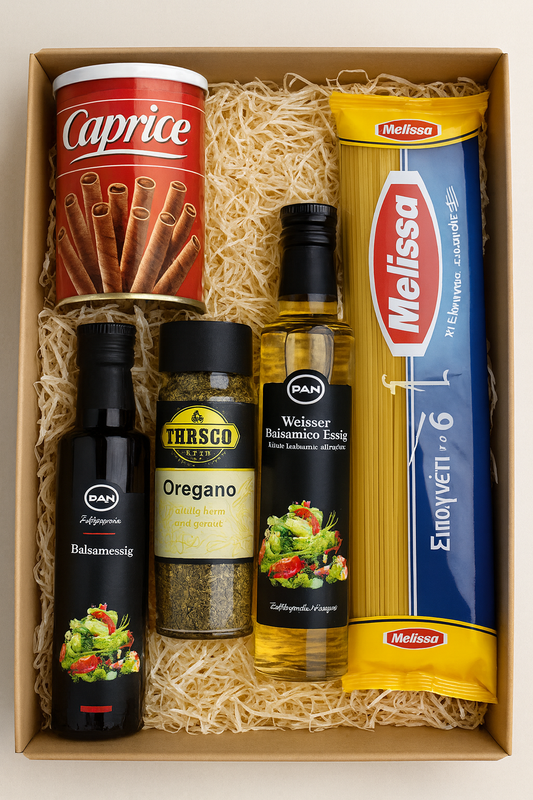 Happy Birthday Geschenk Box – OREA-Feinkost.de – Präsentkorb Ein Hauch von Mittelmeer