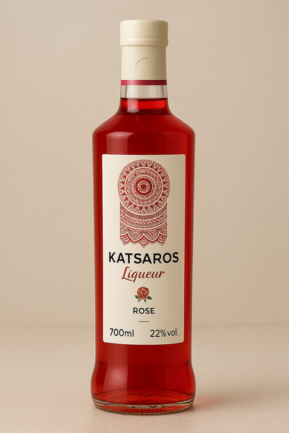 Katsaros Rosenlikör 700ml – Griechischer Likör mit Rosenduft, ideal als Aperitif oder für Cocktails & Desserts