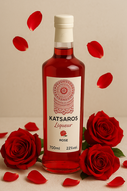 Katsaros Rosenlikör 700ml – Griechischer Likör mit Rosenduft, ideal als Aperitif oder für Cocktails & Desserts