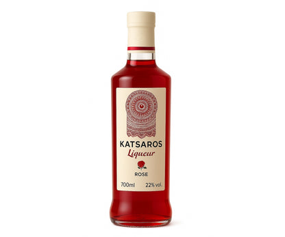 Katsaros Rosenlikör 700ml – Griechischer Likör mit Rosenduft, ideal als Aperitif oder für Cocktails & Desserts