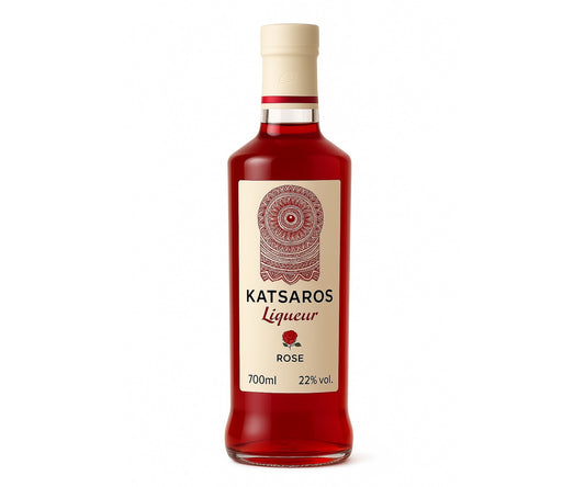 Katsaros Rosenlikör 700ml – Griechischer Likör mit Rosenduft, ideal als Aperitif oder für Cocktails & Desserts