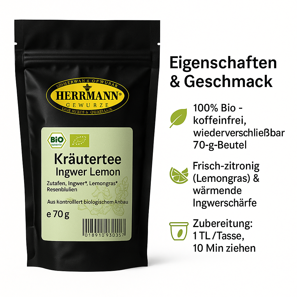 Kräutertee Ingwer Lemon Bio 70g