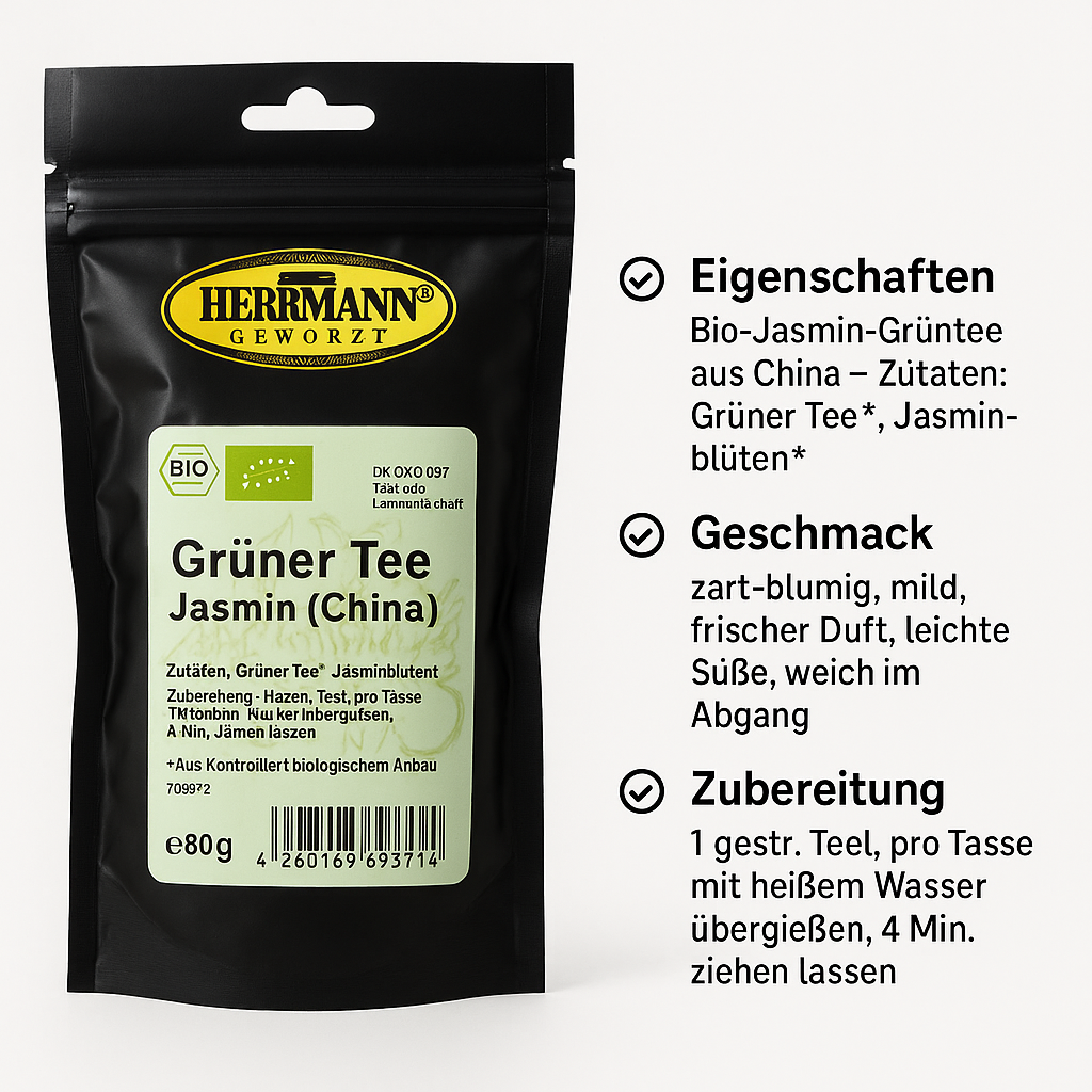 Grüner Tee Jasmin Bio 80g