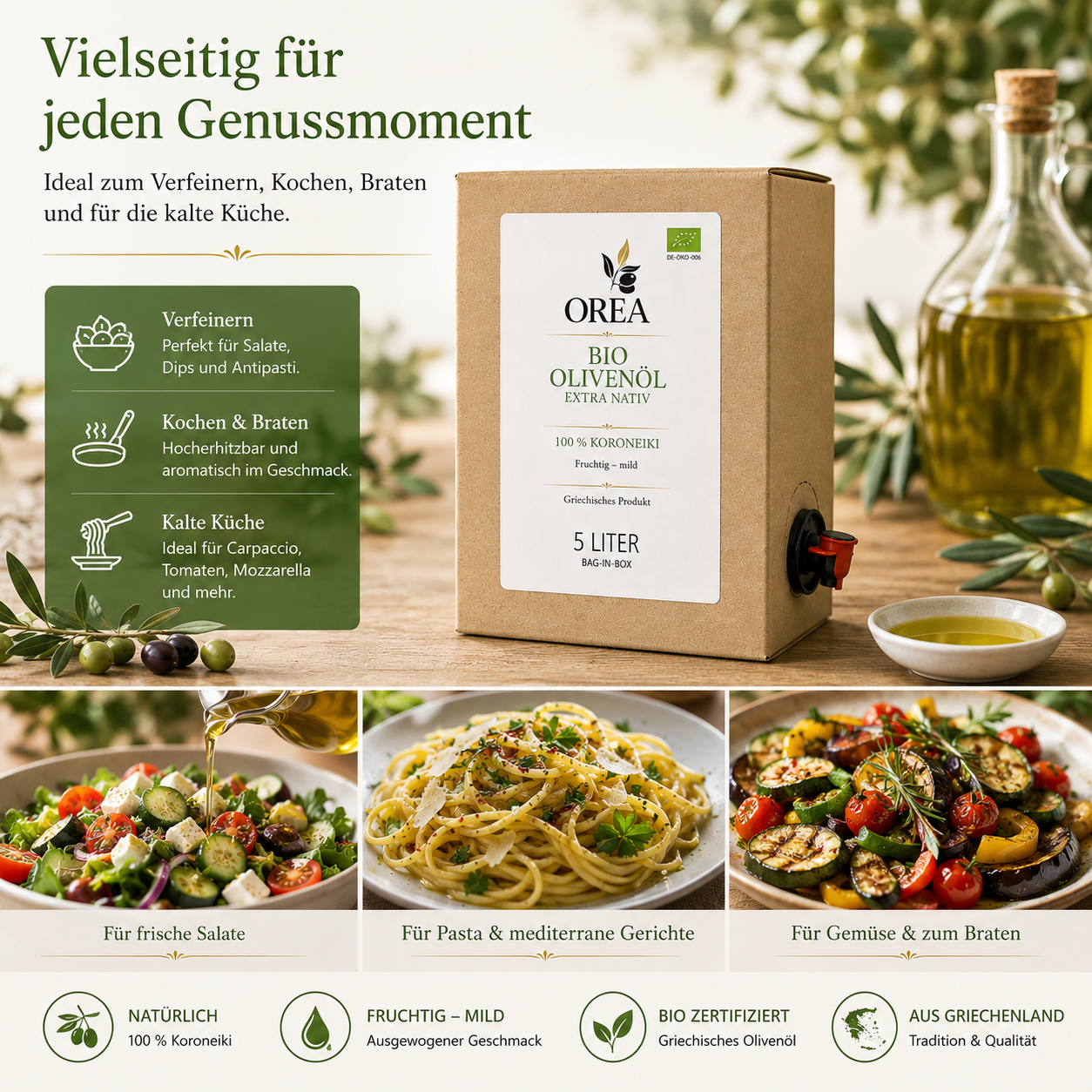 OREA-FEINKOST Bio griechisches Olivenöl nativ extra – Bag-in-Box 5 L | 📦Aktuell nicht auf Lager, Vorbestellung möglich – 🚚Versand ab 09.07.2026