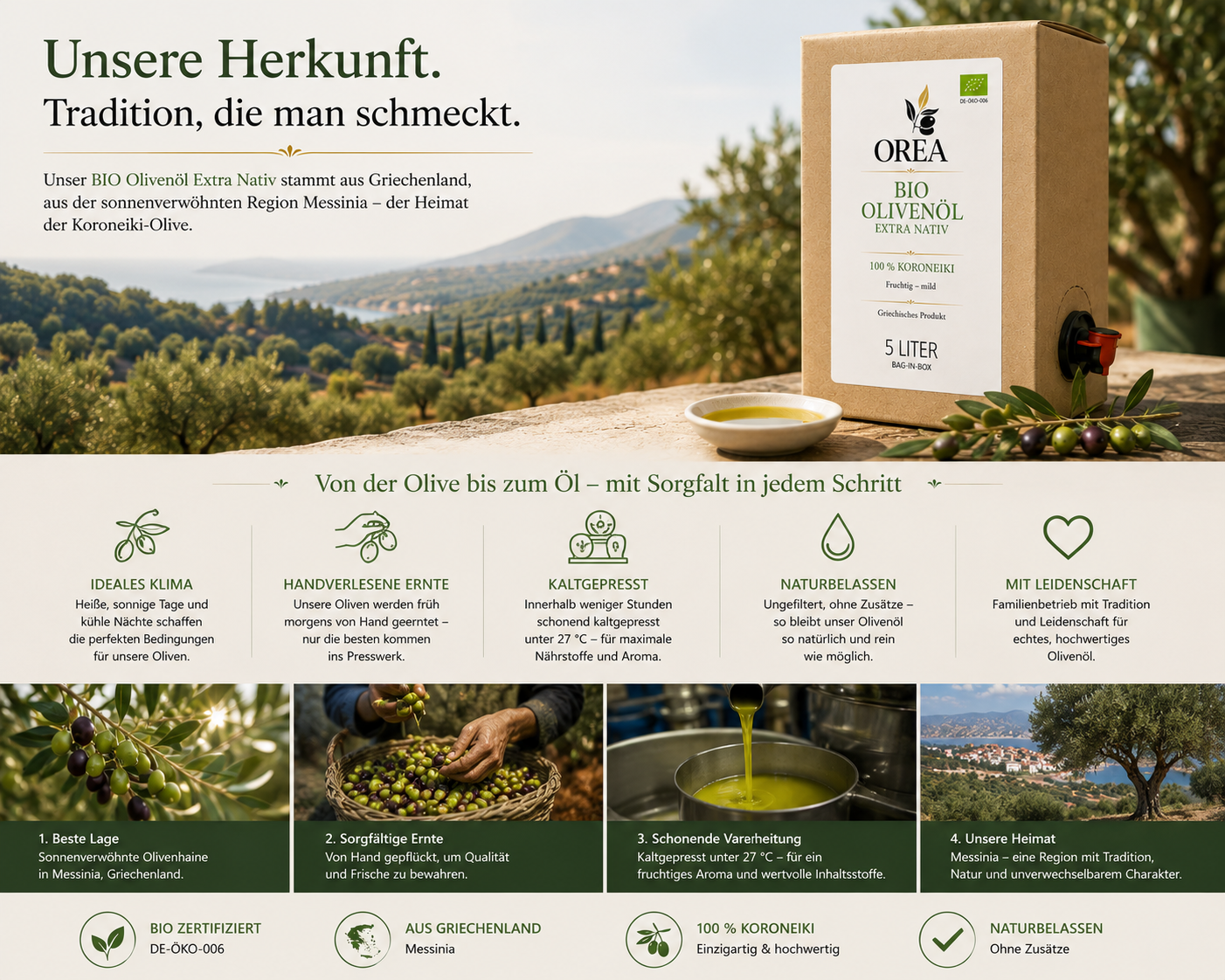 OREA-FEINKOST Bio griechisches Olivenöl nativ extra – Bag-in-Box 5 L | 📦Aktuell nicht auf Lager, Vorbestellung möglich – 🚚Versand ab 09.07.2026