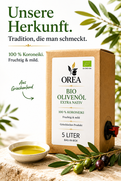OREA-FEINKOST Bio griechisches Olivenöl nativ extra – Bag-in-Box 5 L | 📦Aktuell nicht auf Lager, Vorbestellung möglich – 🚚Versand ab 09.07.2026