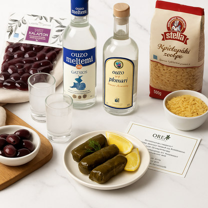 Ouzo Abend – Meze & mehr Box OREA-Feinkost.de - Geschenk Box, Präsentkorb