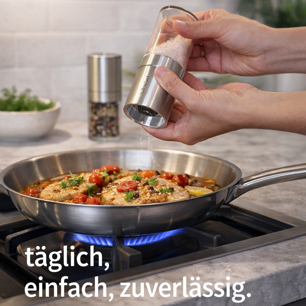 Vallendorf Gewürzmühlen-Set, Pfeffermühle & Salzmühle, 2-teilig, Edelstahl, Glasoptik (ohne Inhalt)