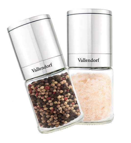Vallendorf -Salz- & Pfeffermühle im Set – 2in1 Edelstahl Gewürzmühlen mit Keramikmahlwerk, stufenlos & nachfüllbar – Hochwertiges Geschenk